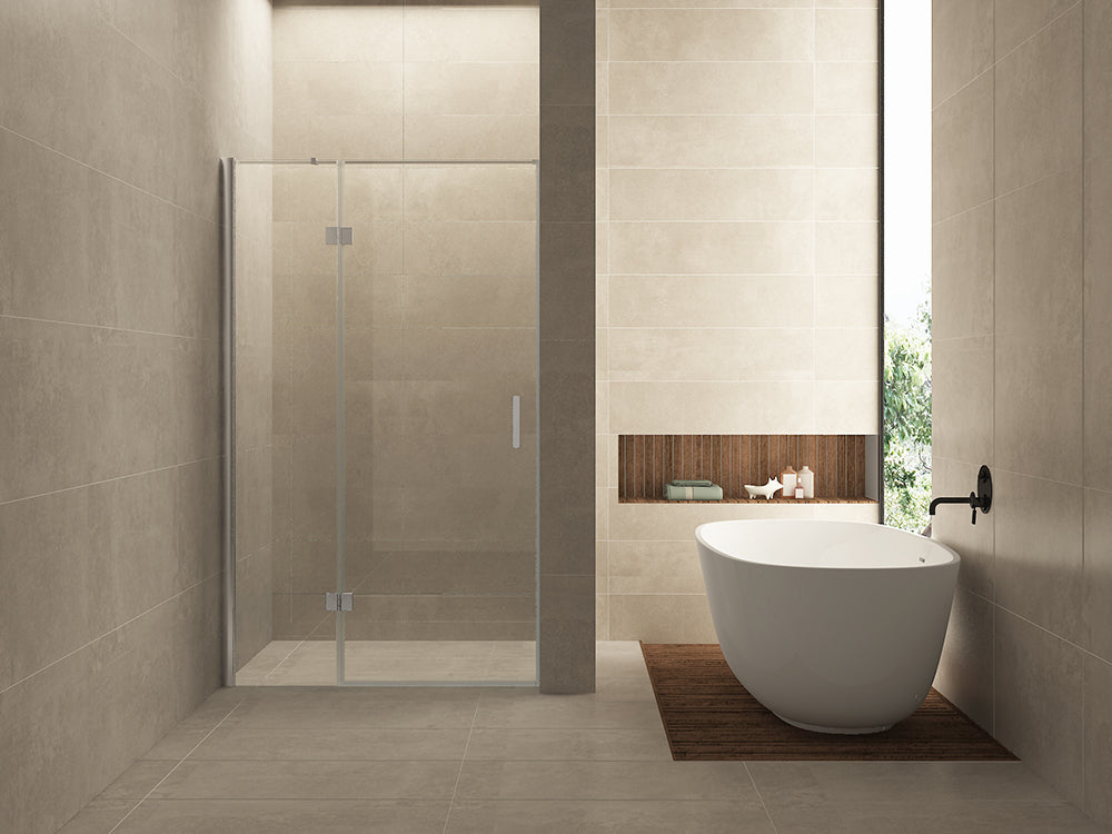 Eauvaz nisdeur met vast deel 800 x 2000 x 8 mm nano helder glas/chroom