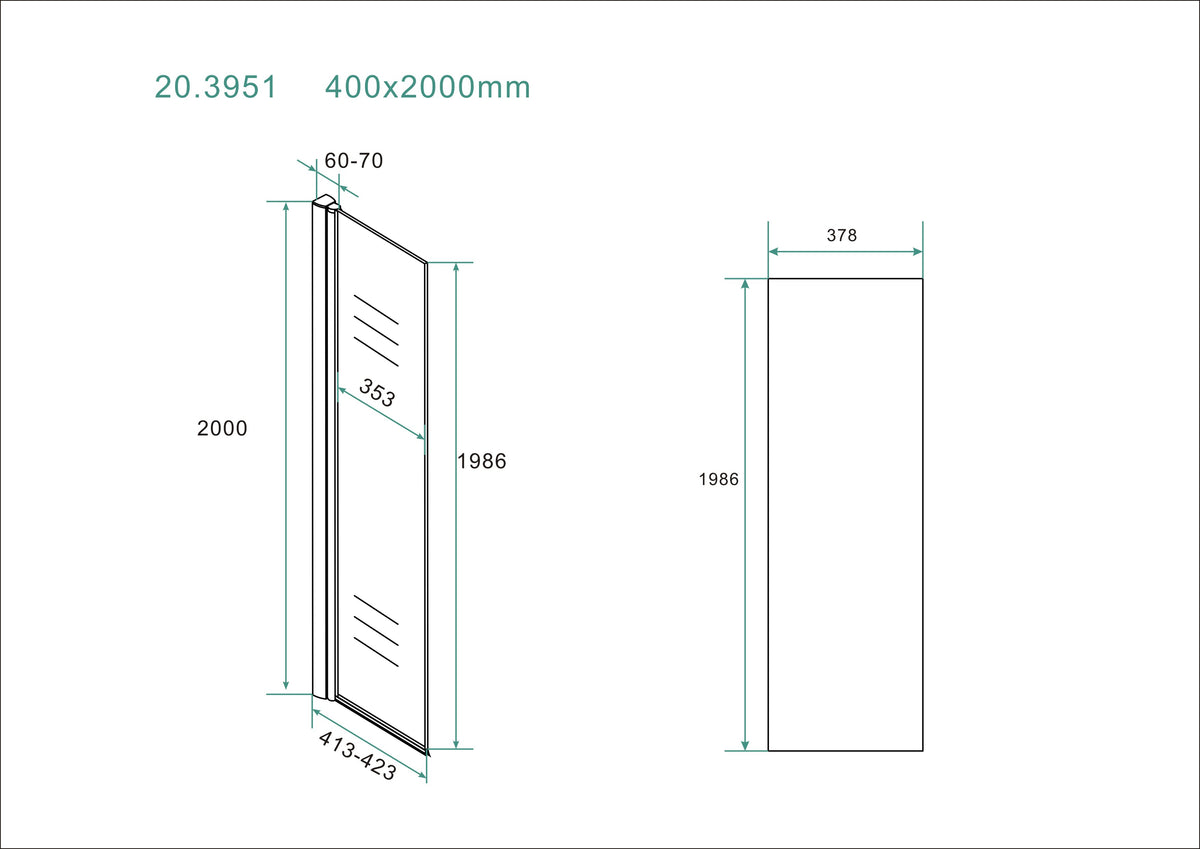 Eaucomfort zijwand draaibaar met muurprofiel 400 x 2000 x 10 mm nano helder glas/chroom