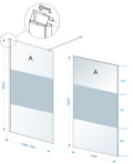 Eaucomfort inloopdouche 1400 x 2000 x 8 mm nano helder glas met melkglas middenband/chroom