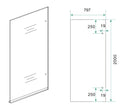 Eauless glasplaat rechts 800 x 2000 x 8 mm nano spiegelrook- naar helder glas