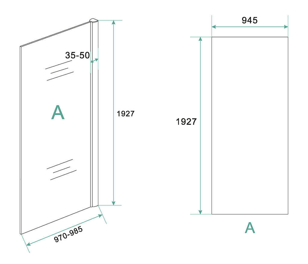 Eaucerra eco inloopdouche 1000 x 1950 x 6 mm nano helder glas/chroom