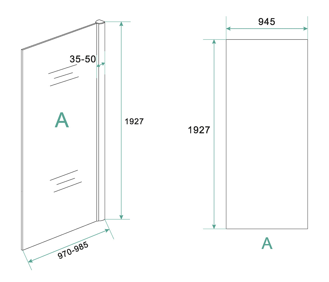 Eaucerra eco inloopdouche 1000 x 1950 x 6 mm nano helder glas/chroom