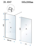 Eaueco inloopdouche 500 x 2000 x 8 mm nano helder glas/chroom