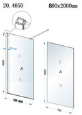 Eaueco inloopdouche 800 x 2000 x 8 mm nano helder glas/chroom