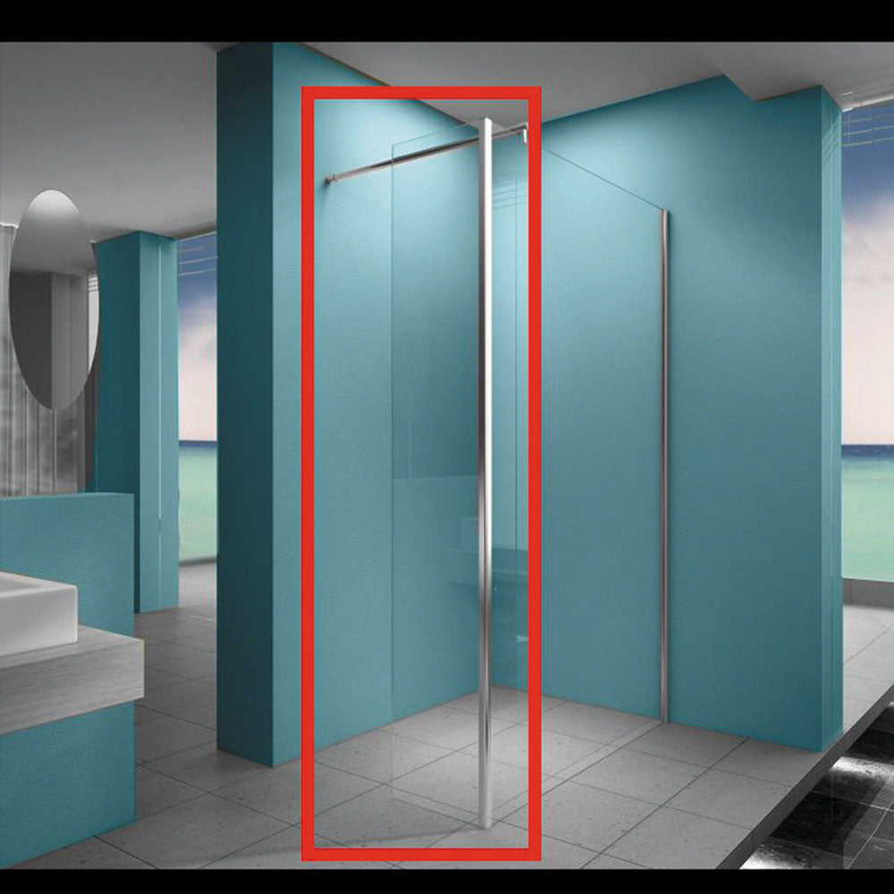 Eaueco zijwand met hoekprofiel 300 x 2000 x 8 mm nano helder glas/chroom