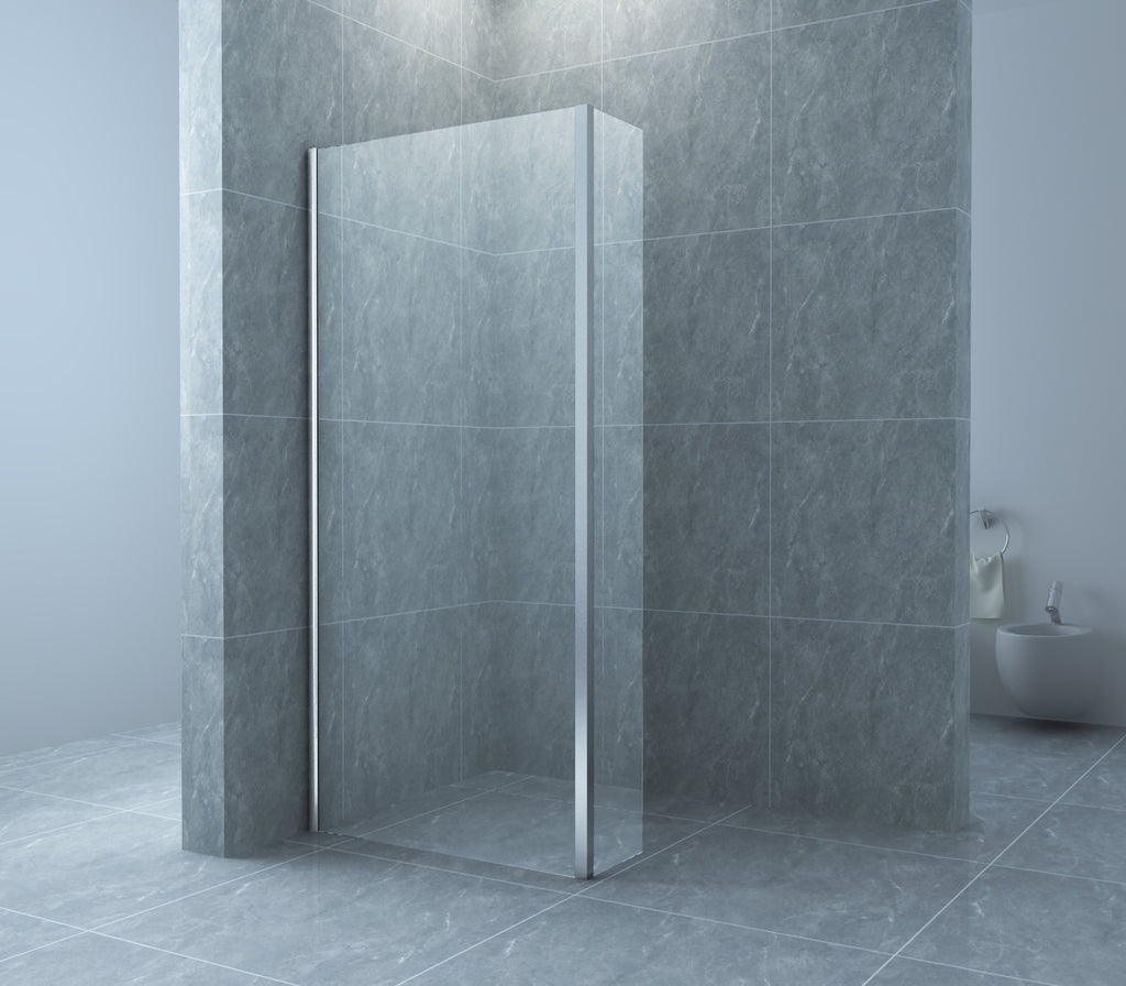 Eaueco zijwand met hoekprofiel 400 x 2000 x 8 mm nano helder glas/chroom