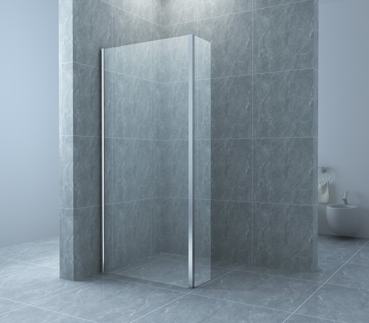 Eaueco zijwand met hoekprofiel 400 x 2000 x 8 mm nano helder glas/chroom