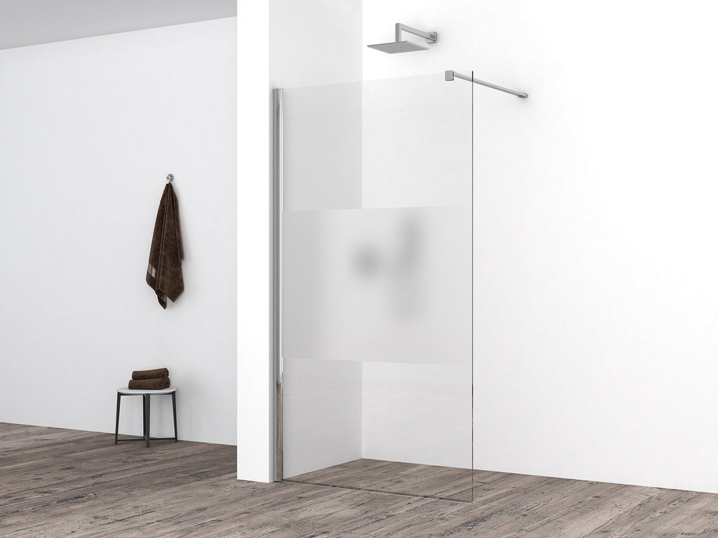 Eaucomfort inloopdouche 700 x 2000 x 10 mm nano helder glas met melkglas middenband/chroom