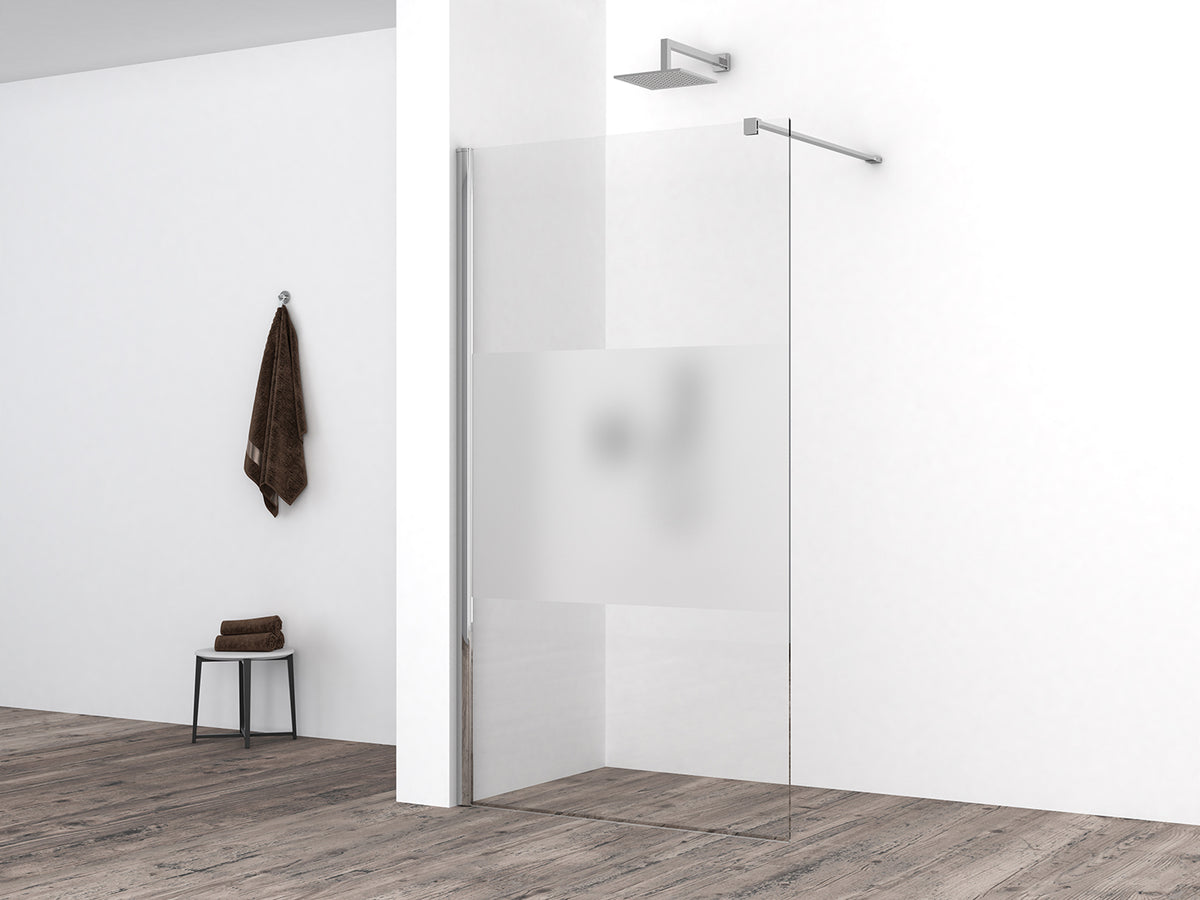 Eaucomfort inloopdouche 700 x 2000 x 10 mm nano helder glas met melkglas middenband/chroom