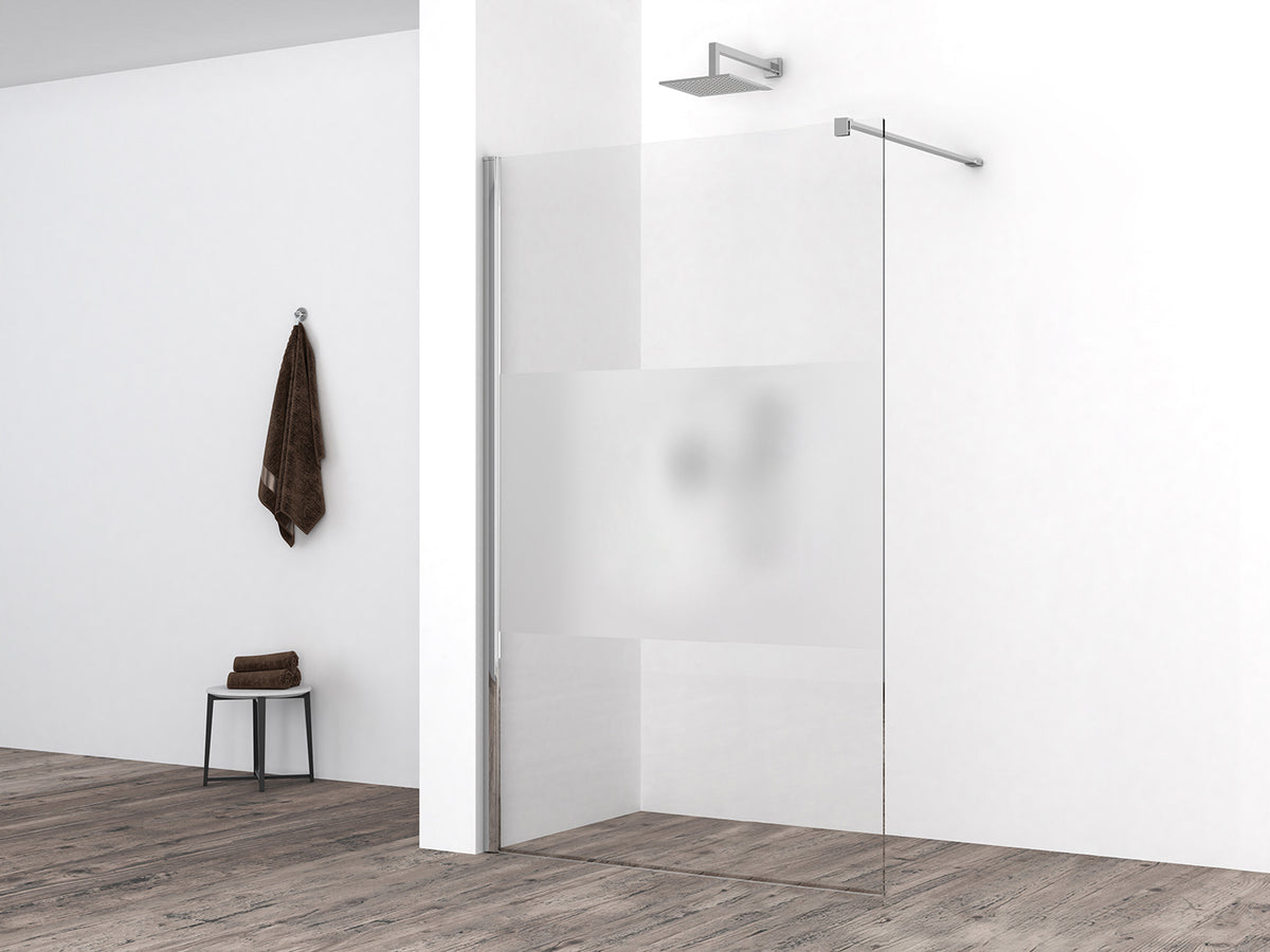 Eaucomfort inloopdouche 1200 x 2000 x 10 mm nano helder glas met melkglas middenband/chroom