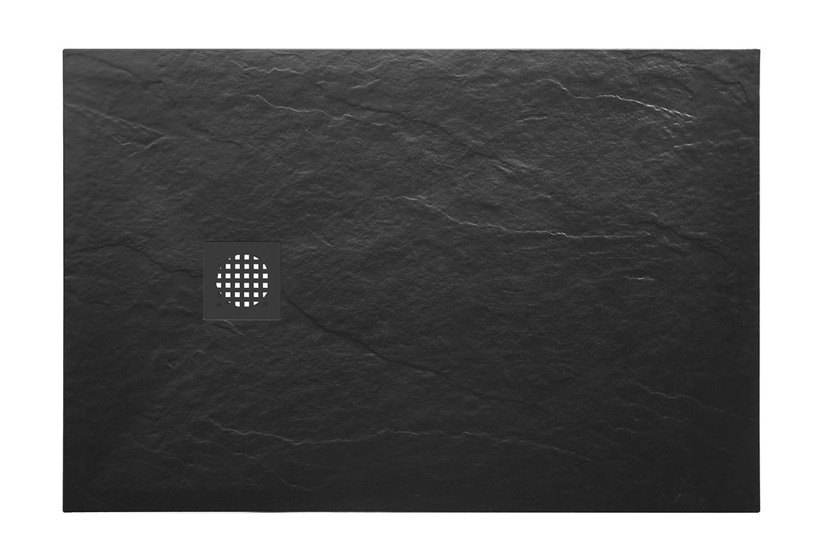 Eaustonea douchebak antislip composiet 900x1400x30 mm inkortbaar mat zwart