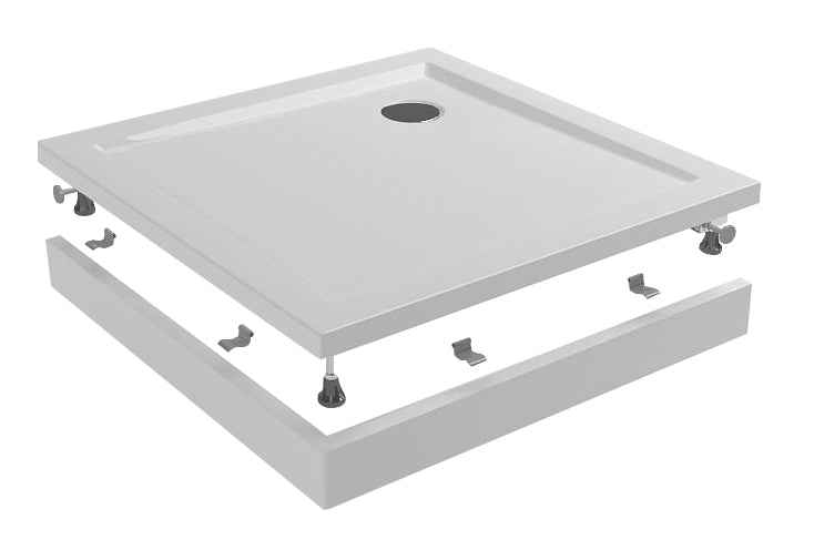 Eauvoorzetpaneel met poten voor douchebak vierkant 90 x 90 x 4 cm glans wit