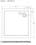 Eauluxe douchebak smc vierkant 900x900x40 wit