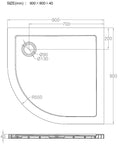 Eauluxe douchebak smc 1/4 rond 900x900x40 inbouw wit