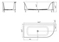 Eauzenn hoekbad links 180 x 80 cm acryl mat wit met waste mat wit