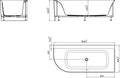 Eauzenn hoekbad rechts 180 x 80 cm acryl mat wit met waste mat wit
