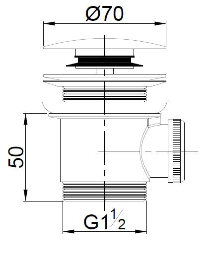 Eaucaral clickwaste afvoerplug vrijstaand bad 1 1/2" chroom