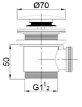 Eaucaral clickwaste afvoerplug vrijstaand bad 1 1/2" chroom