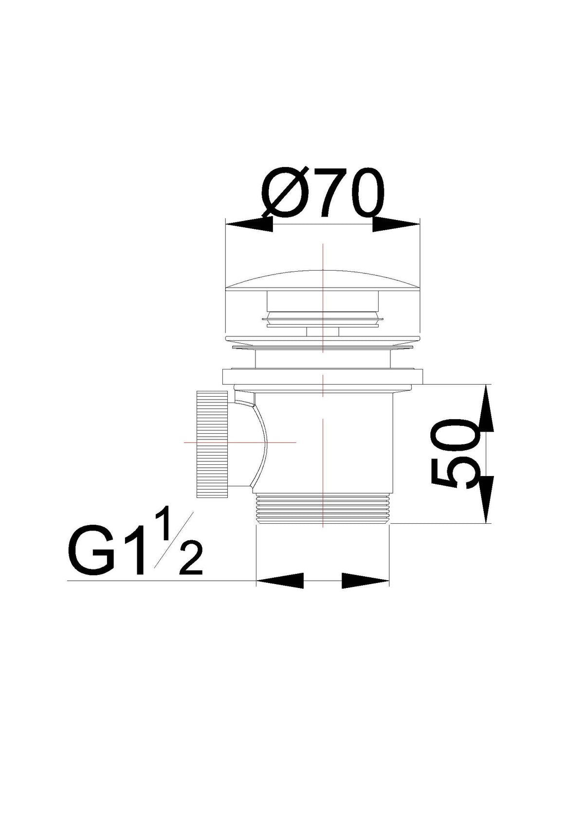Eaucaral clickwaste afvoerplug vrijstaand bad 1 1/2" mat zwart