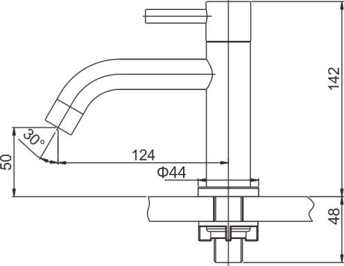 Eau304 fonteinkraan 1/2" geborsteld rvs