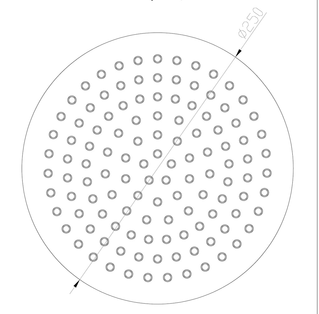 Eau304 hoofddouche rond 25 cm geborsteld rvs
