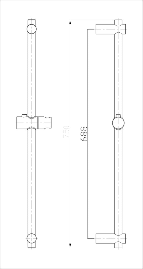 Eau304 glijstang 75 cm geborsteld rvs