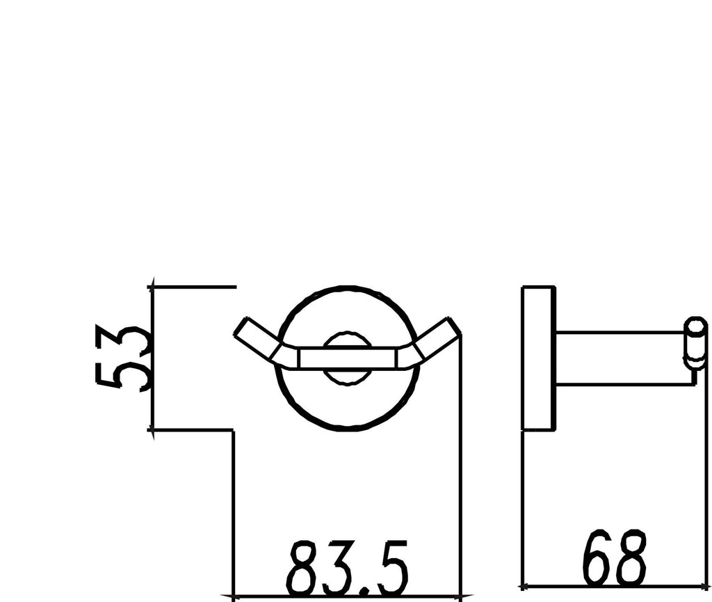 Eau304 handdoekhaak groot dubbel rvs