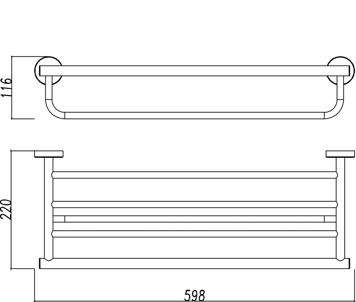 Eau304 handdoekhouder met planchet 60 cm rvs