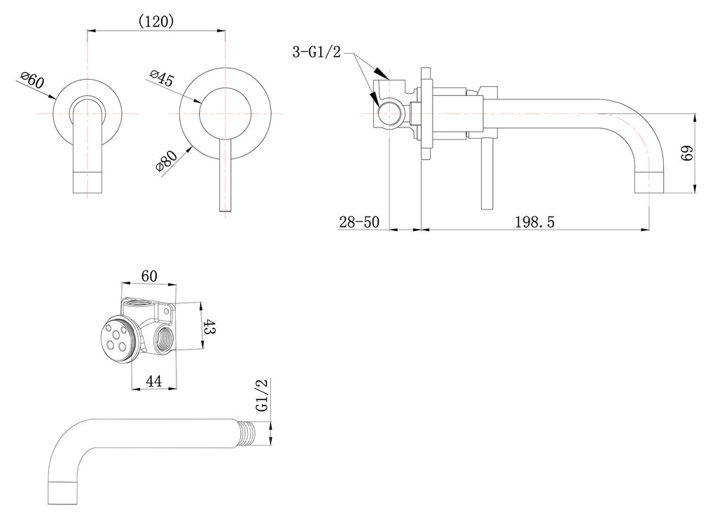 Eau304 wastafelkraan met coldstart inbouw compleet geborsteld RVS