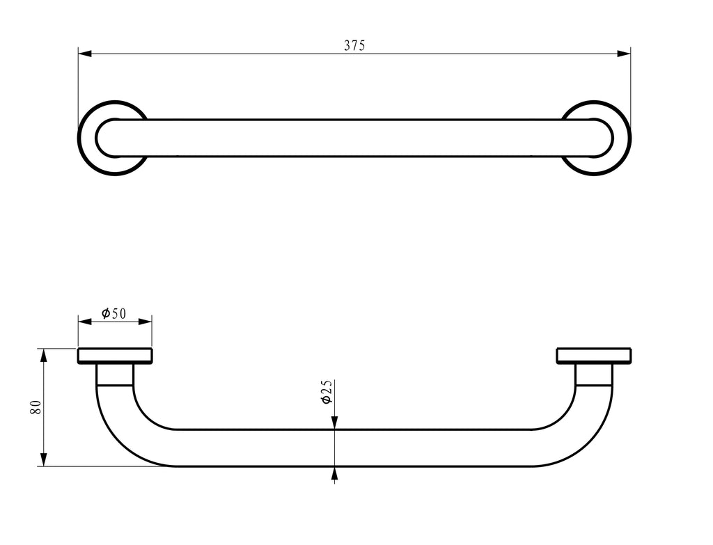 Eaudomo badgreep recht 37,5 cm chroom