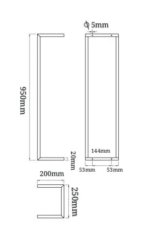 Eauloft handdoekrek 95 x 25 x 20 cm mat zwart