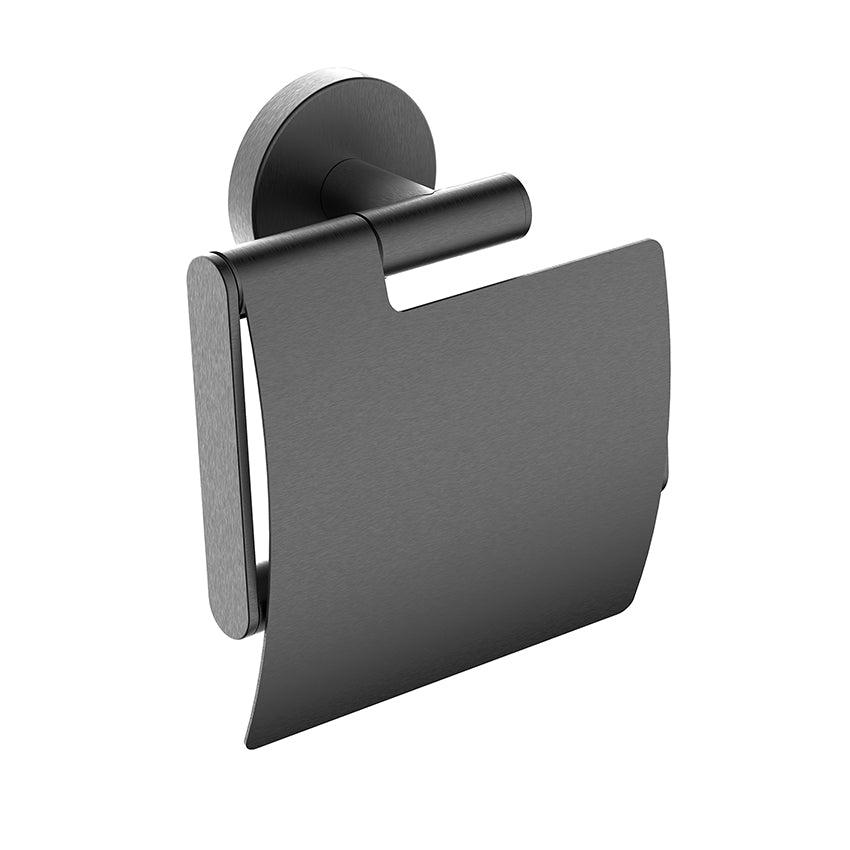 Eaualonzo toiletrolhouder met klep gunmetal pvd