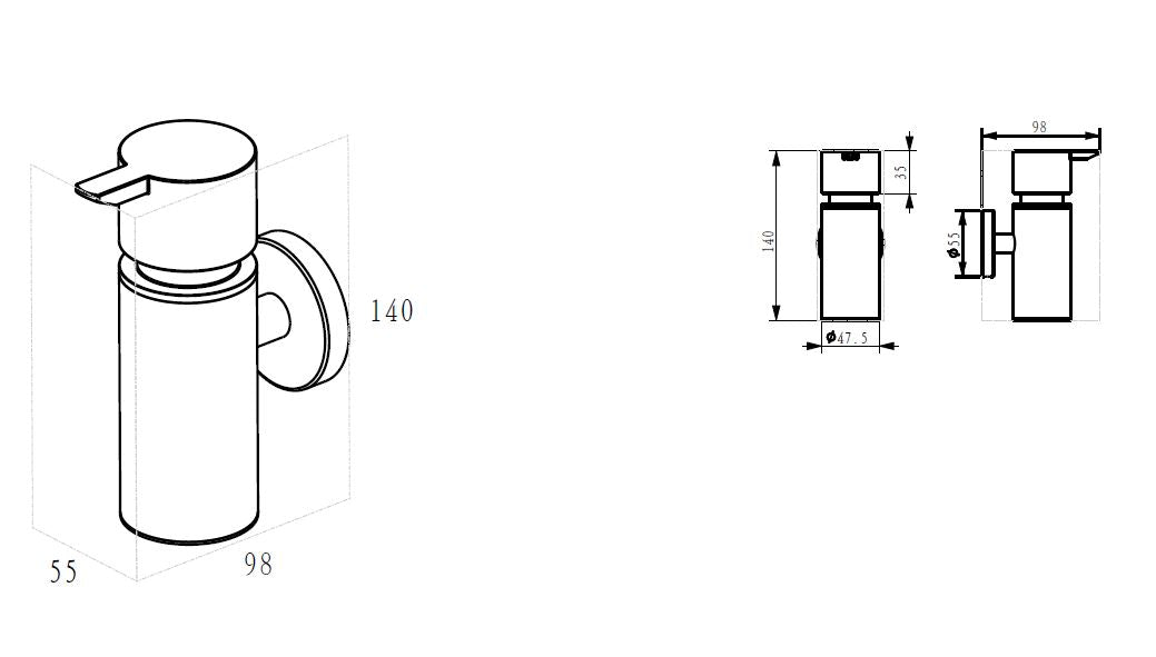 Eaualonzo zeepdispenser mat zwart