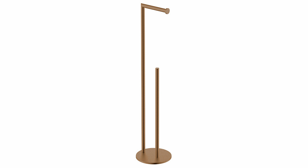 Eaualonzo toiletrolhouder met reserverolhouder vrijstaand geborsteld brons koper pvd