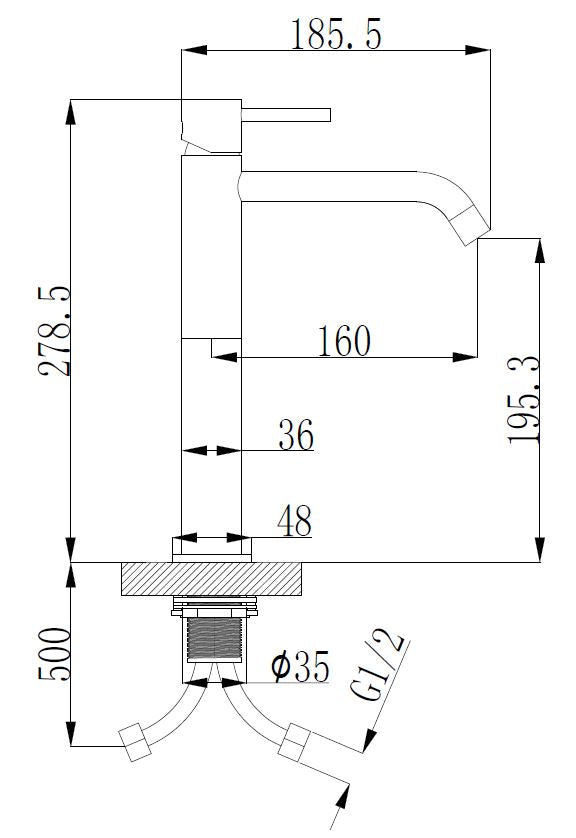 Eaustyle xl wastafelkraan hoog mat zwart