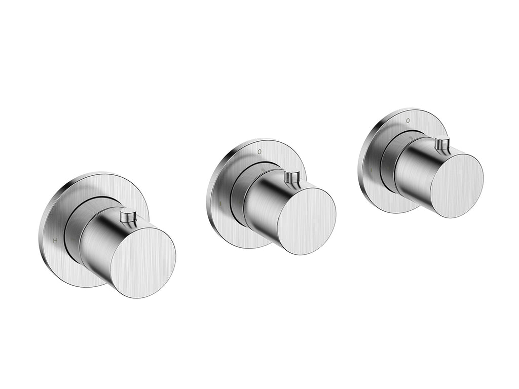 Eaucaral afbouwdeel thermostatische douchekraan met 2 stopkranen geborsteld staal PVD