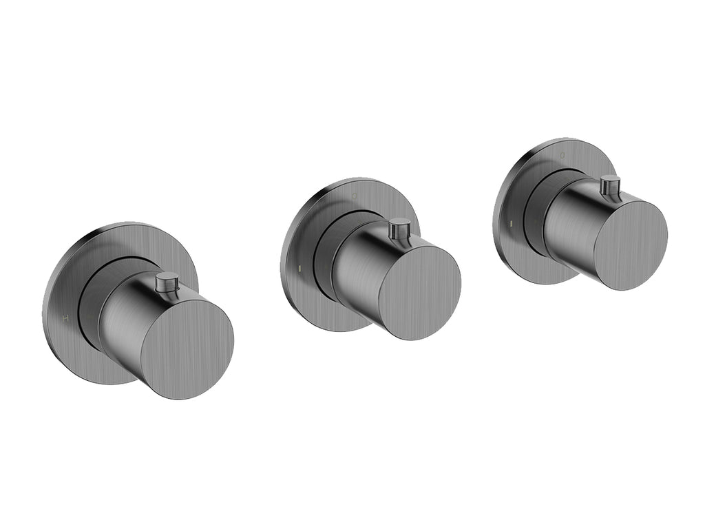 Eaucaral afbouwdeel thermostatische douchekraan met 2 stopkranen gunmetal PVD