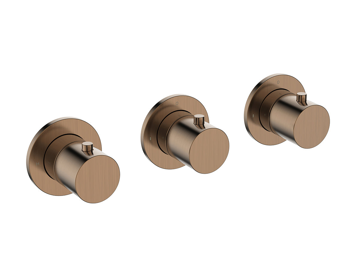 Eaucaral afbouwdeel thermostatische douchekraan met 2 stopkranen geborsteld brons koper PVD