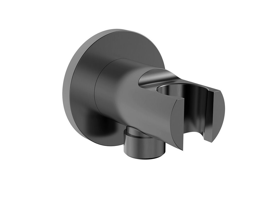 Eauunimatch wandaansluitbocht met handdouchehouder rond 1/2" gunmetal pvd