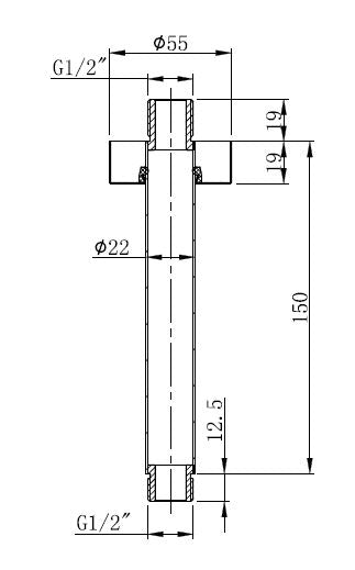 Eauunimatch douchearm met plafondbevestiging 15 cm mat zwart