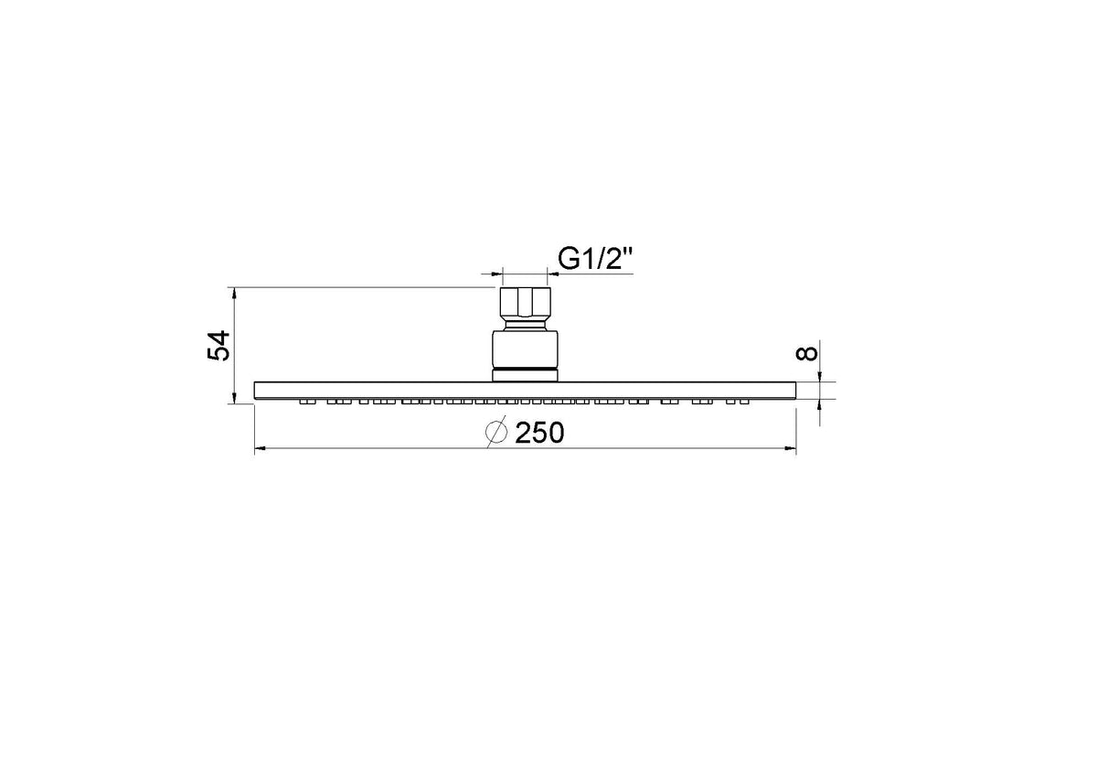 Eauunimatch hoofddouche rond 25 x 0,8 cm mat zwart