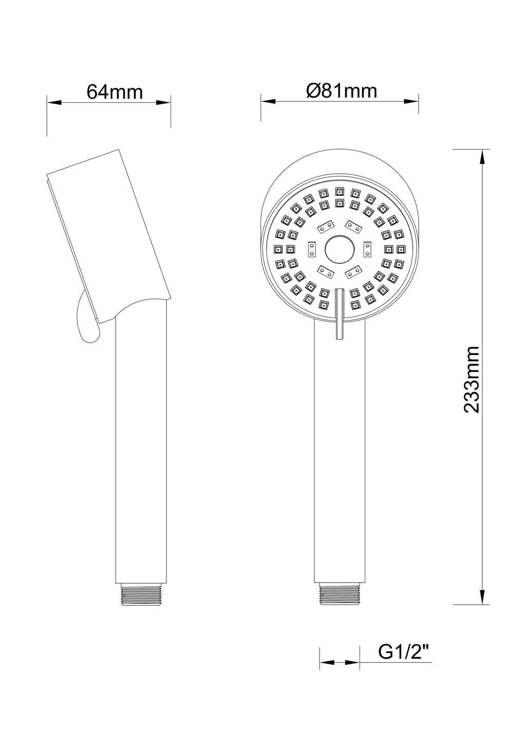 Eauunimatch cadans handdouche 3 standen ø 8 cm mat zwart
