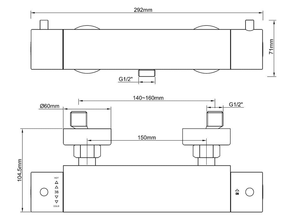Eaucaral Cool Touch thermostatische douchemengkraan mat zwart