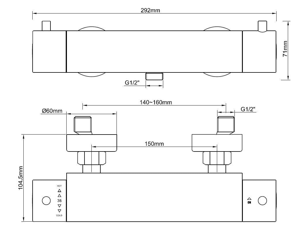 Eaucaral Cool Touch thermostatische douchemengkraan mat zwart