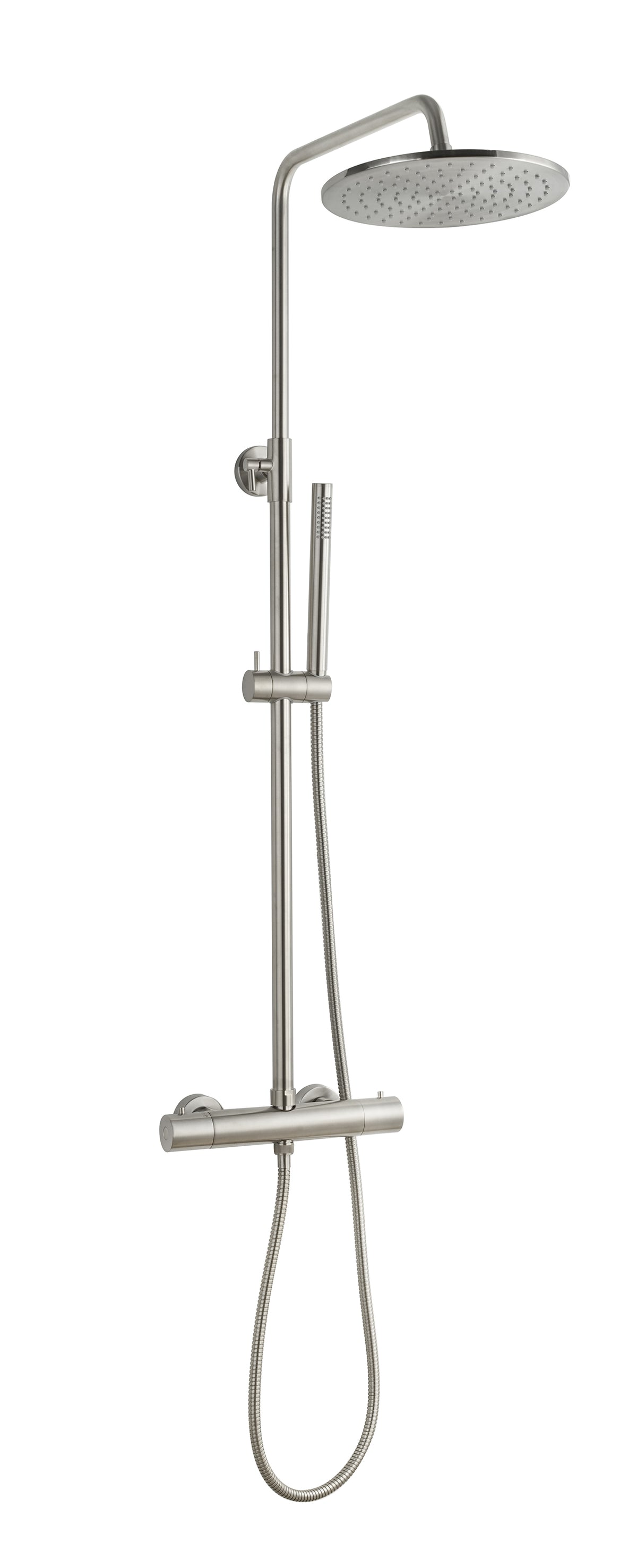 Eaucaral thermostatische regendoucheset opbouw geborsteld staal pvd