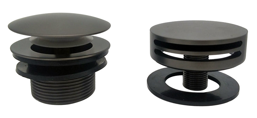 Eaucaral afbouwdeel rond badafvoer met overloop en vulfunctie gunmetal