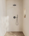 Eaucaral inbouwthermostaat 2 weg rond compleet met hoofddouche 25 cm en staafhanddouche gunmetal