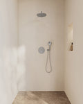 Eaucaral inbouwthermostaat 2 weg rond compleet met hoofddouche 25 cm en 3 standen handdouche handdouche chroom