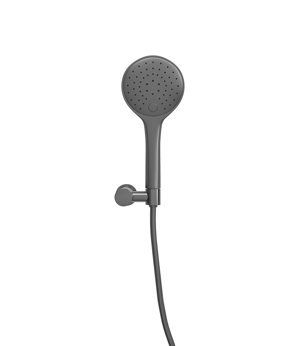 EauuniMatch handdoucheset met handdouche 3 standen Ã˜ 12 cm, doucheslang en wandhouder kantelbaar gunmetal