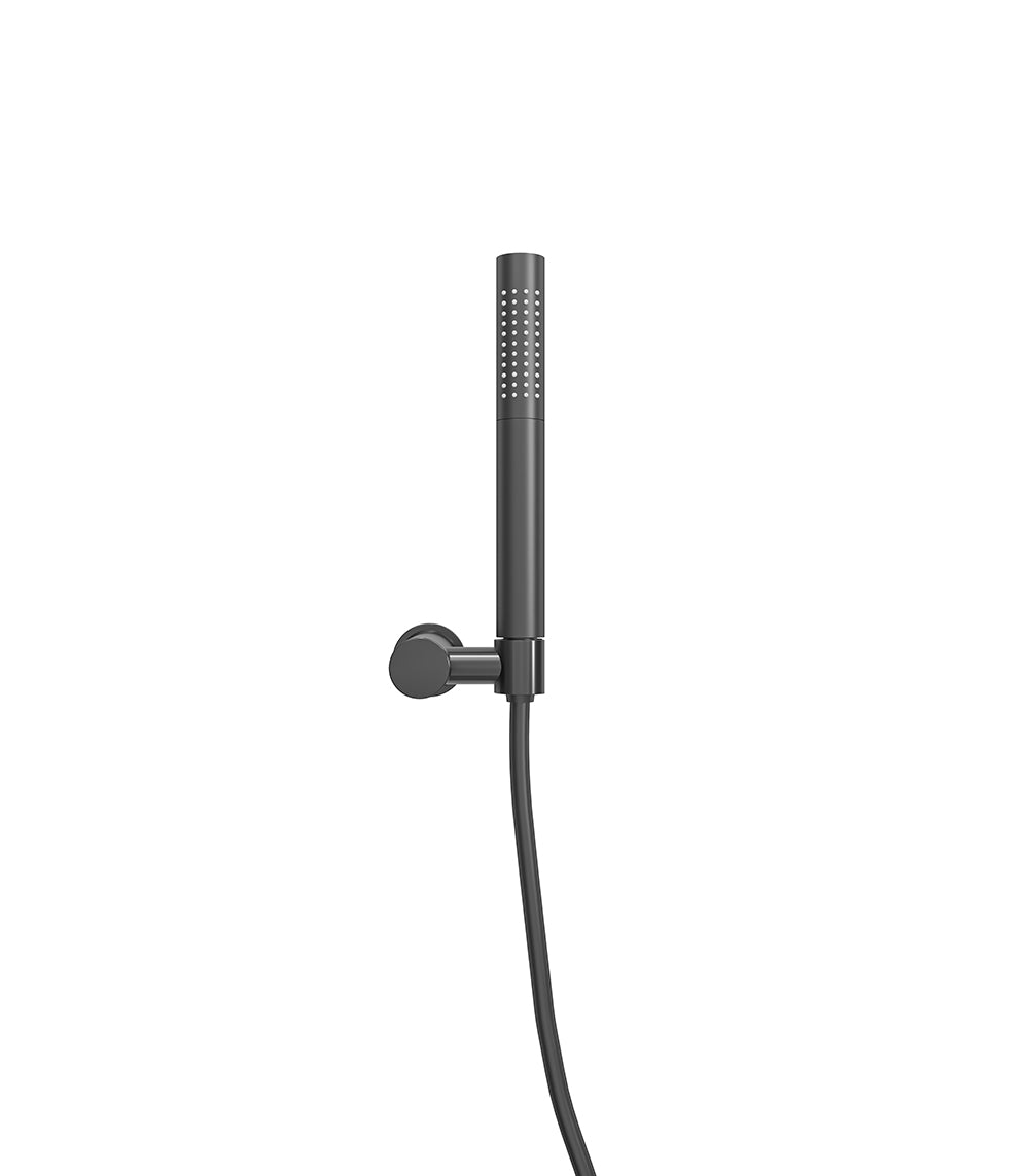 Eauunimatch handdoucheset met staafhanddouche 1 stand, doucheslang en wandhouder kantelbaar gunmetal